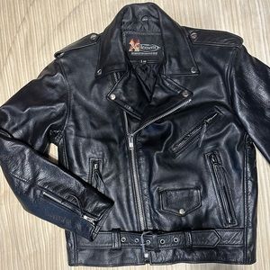 Genuine leather motorcycle jacket